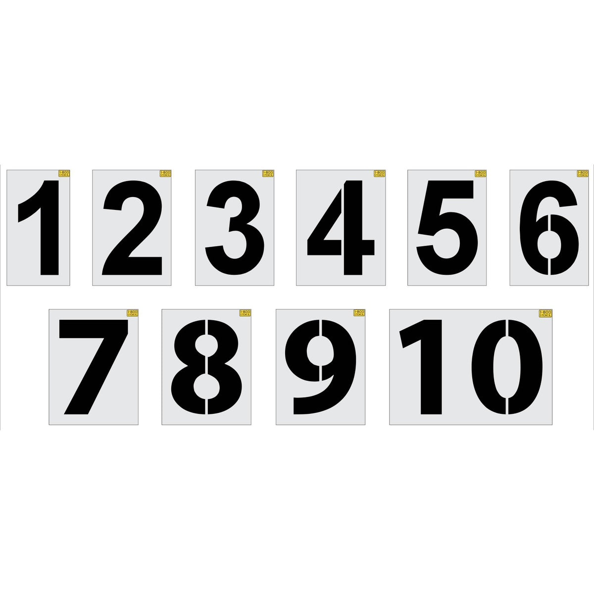 36" Walmart Numbers 1-10 Stencil - High-quality stencil for pavement marking, durable and reusable