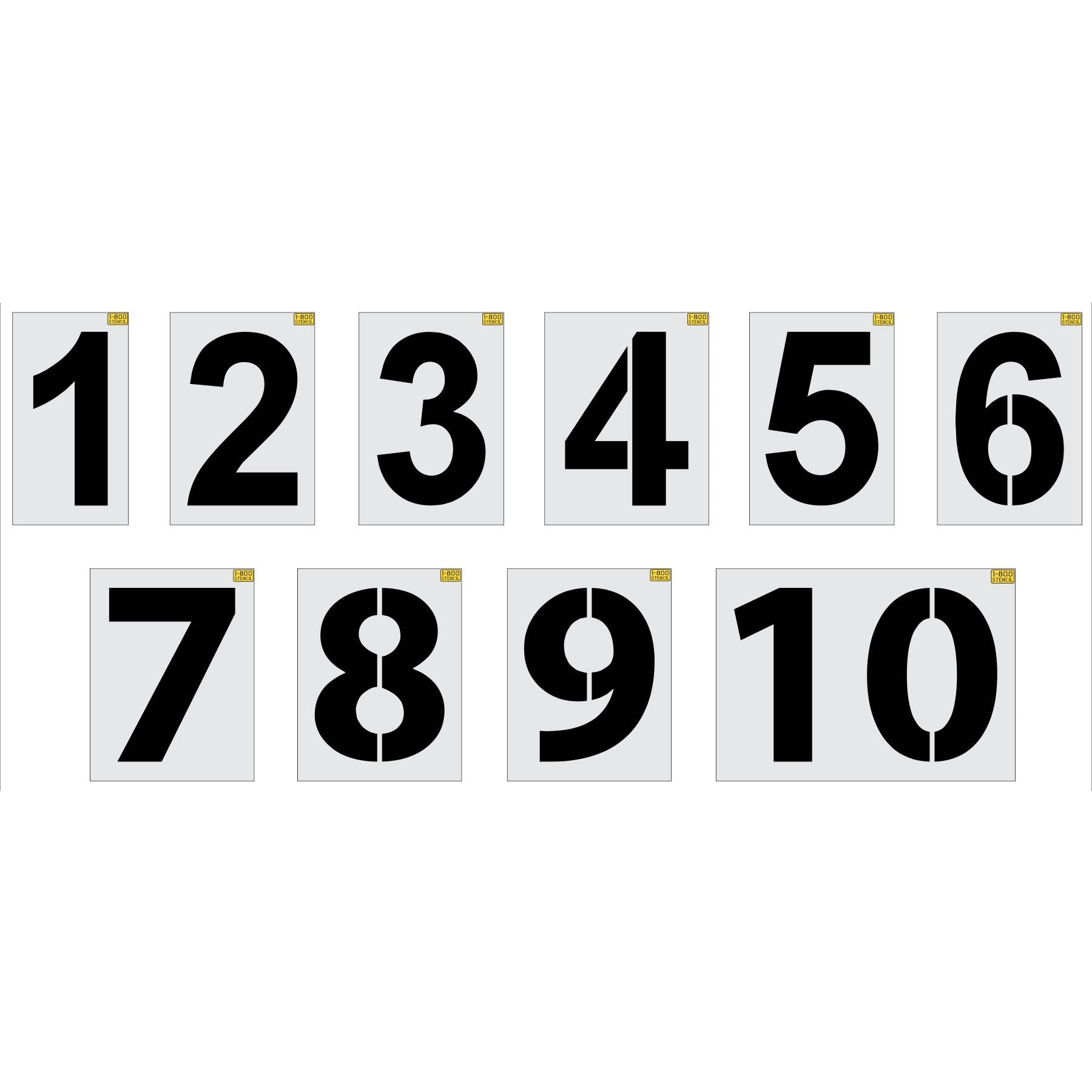 36" Walmart Numbers 1-10 Stencil - High-quality stencil for pavement marking, durable and reusable