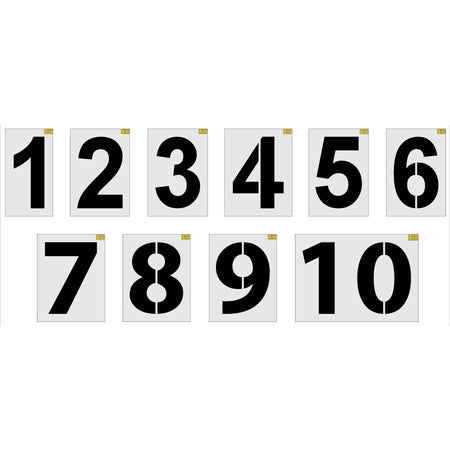 36" Walmart Numbers 1-10 Stencil - High-quality stencil for pavement marking, durable and reusable