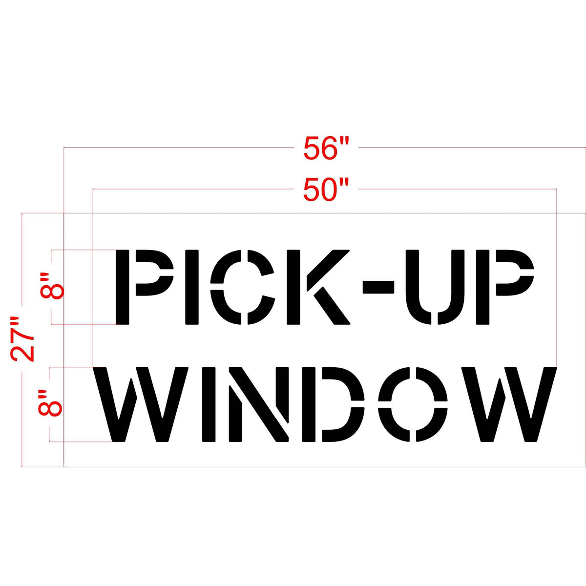 8 inch Wendy’s PICK-UP WINDOW stencil for drive-thru and restaurant marking applications