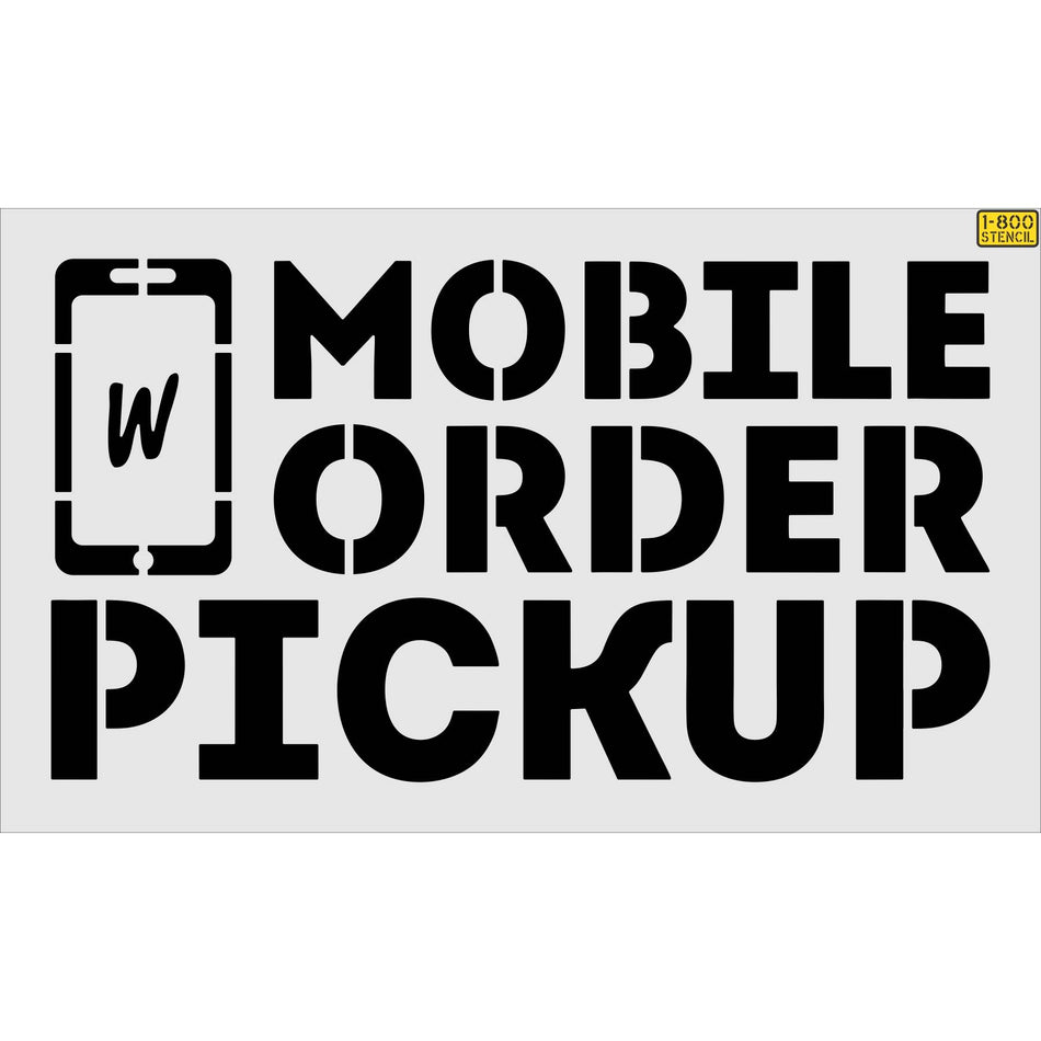 30 inch Wendy’s MOBILE ORDER PICKUP stencil for drive-thru and curbside parking lot pavement striping