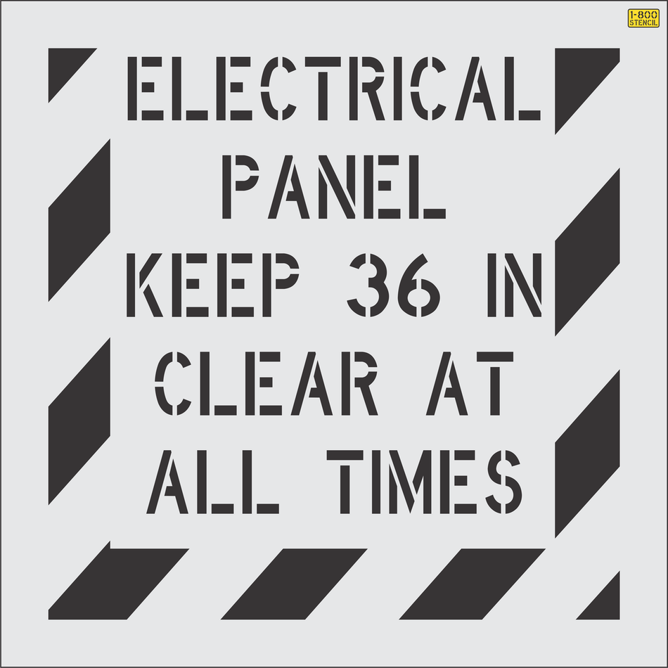 Electrical Panel Keep 36 in Clear at All Times Stencil - High-quality stencil for pavement marking, durable and reusable
