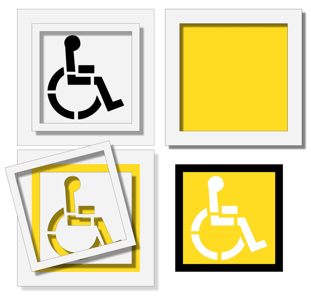 32" Handicap Stencil w/ 41" Solid Border and 41" Background - High-quality stencil for pavement marking, durable and reusable