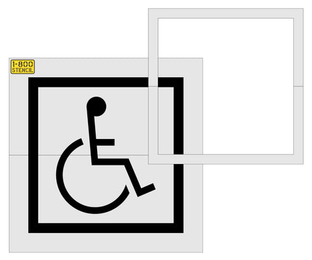 72" Handicap w/ 96" Border and 96" Background Stencil - High-quality stencil for pavement marking, durable and reusable