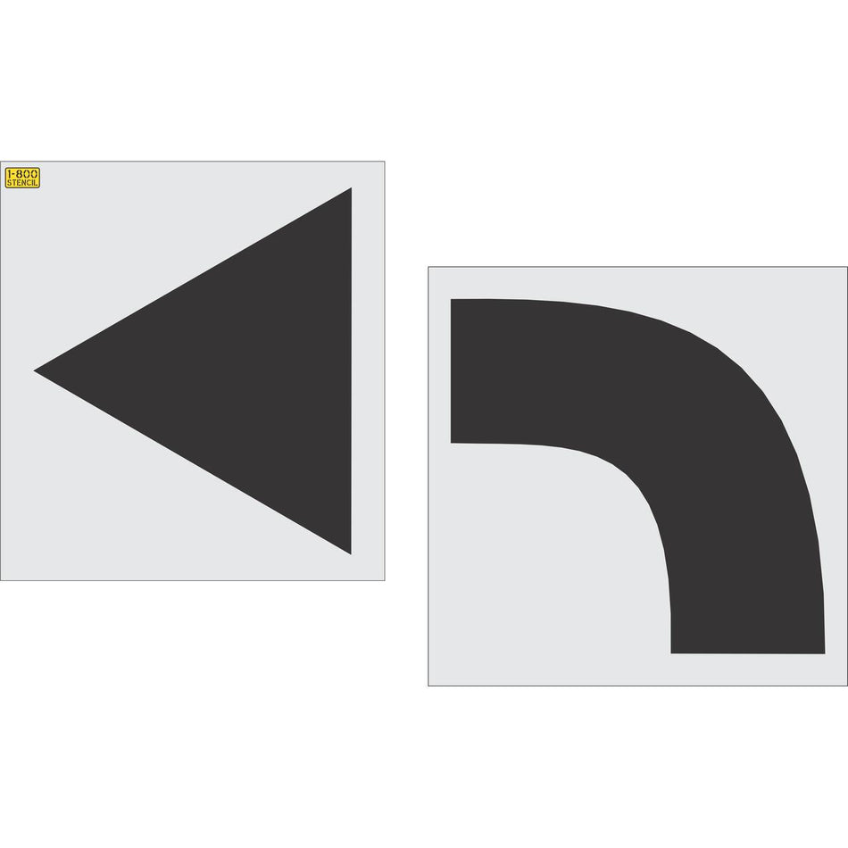 84 inch turn arrow stencil for commercial parking lot and roadway directional pavement striping