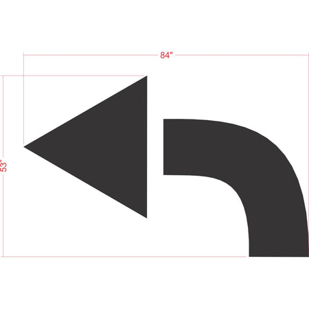 84 inch turn arrow stencil for commercial parking lot and roadway directional pavement striping
