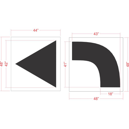84 inch turn arrow stencil for commercial parking lot and roadway directional pavement striping