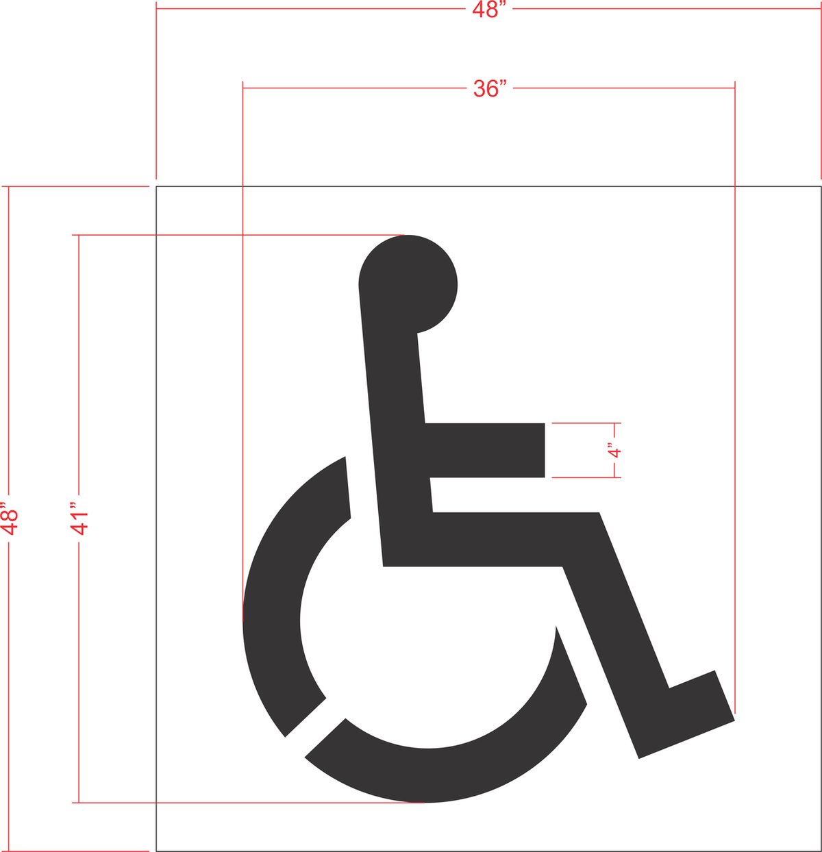 41 inch Lowe's handicap pavement marking stencil for ADA accessible parking space striping applications
