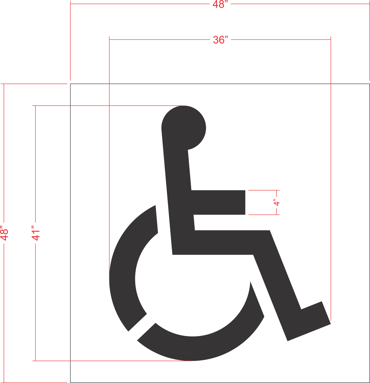 41 inch Lowe's handicap pavement marking stencil for ADA accessible parking space striping applications