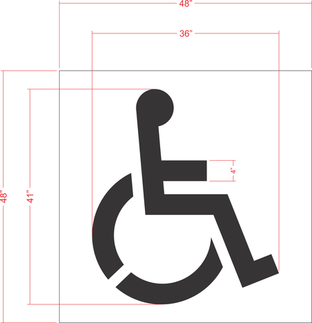 41 inch Lowe's handicap pavement marking stencil for ADA accessible parking space striping applications