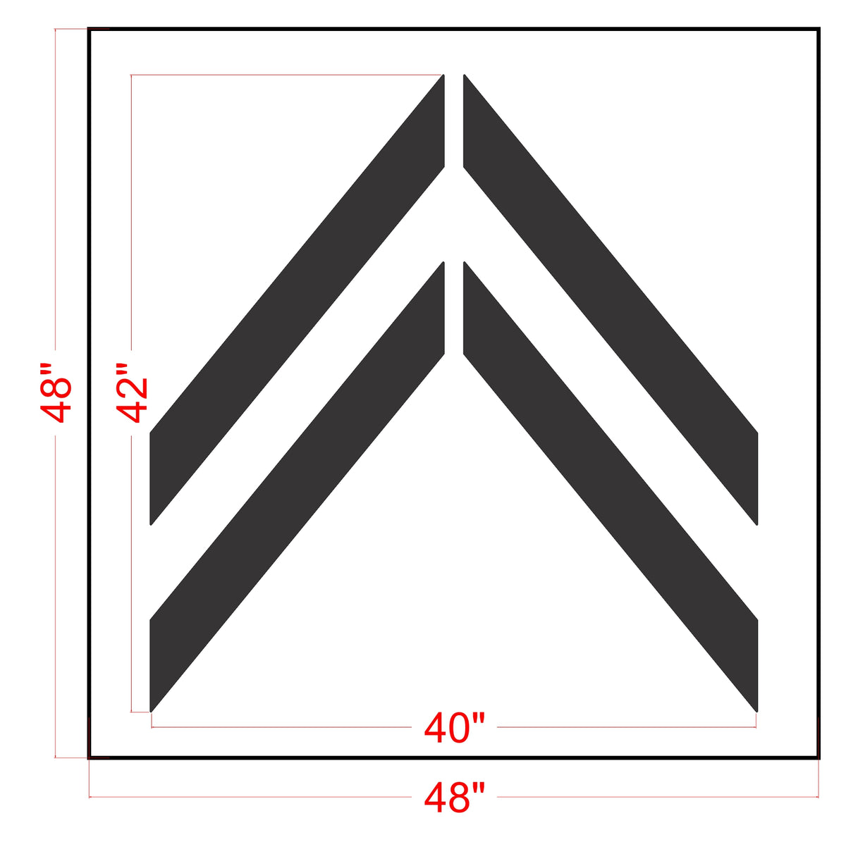 42 inch California DOT MUTCD bike lane chevron stencil for bicycle lane pavement striping applications