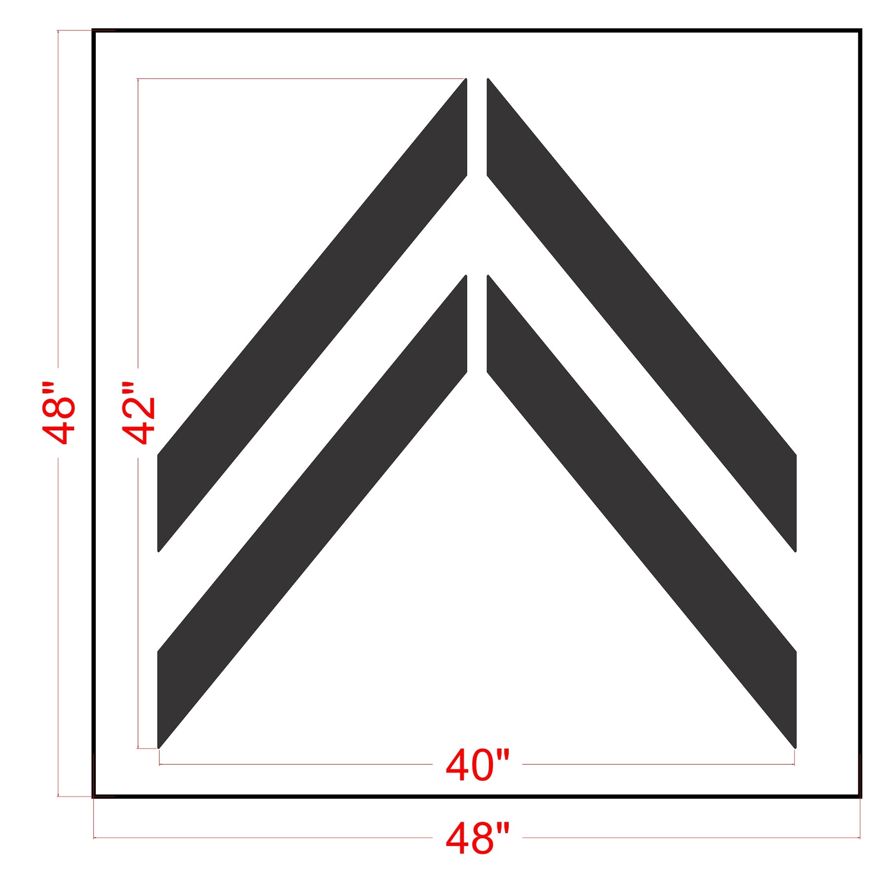 42 inch California DOT MUTCD bike lane chevron stencil for bicycle lane pavement striping applications