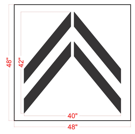 42 inch California DOT MUTCD bike lane chevron stencil for bicycle lane pavement striping applications