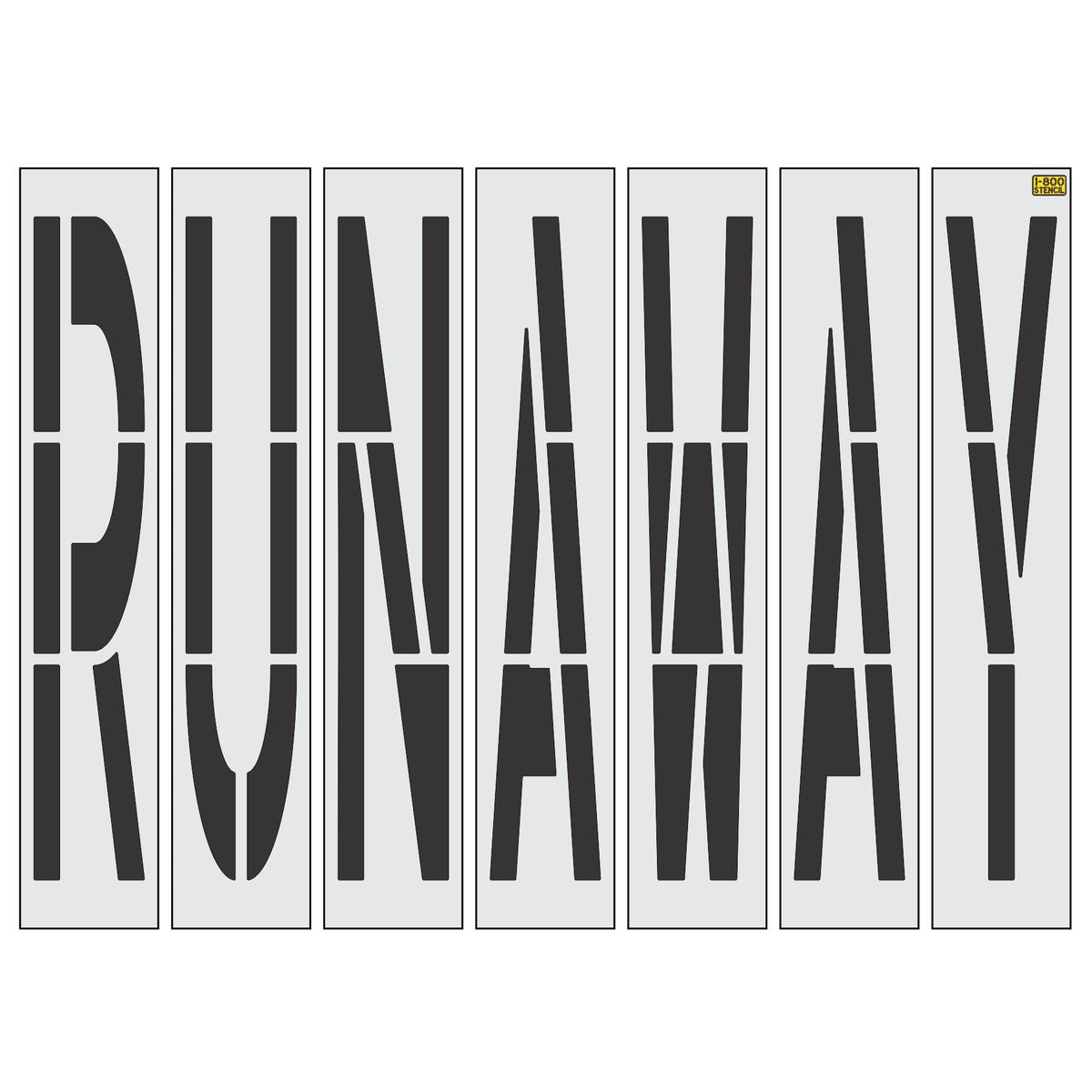 96 inch California DOT RUNAWAY wording stencil for runaway truck ramp and roadway pavement striping applications