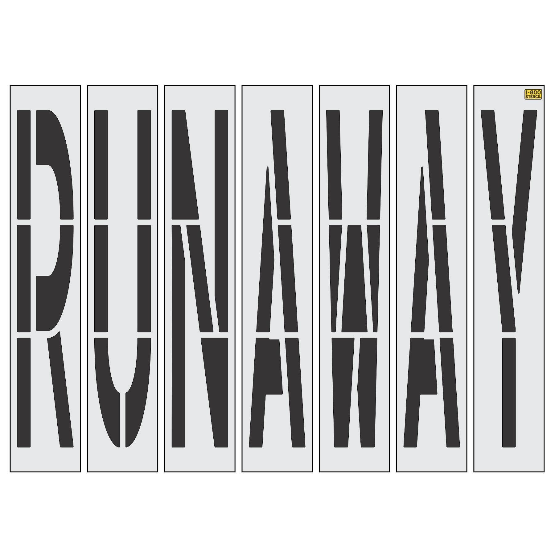 96 inch California DOT RUNAWAY wording stencil for runaway truck ramp and roadway pavement striping applications