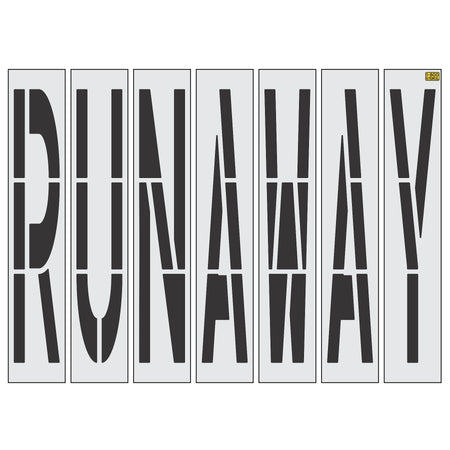 96 inch California DOT RUNAWAY wording stencil for runaway truck ramp and roadway pavement striping applications