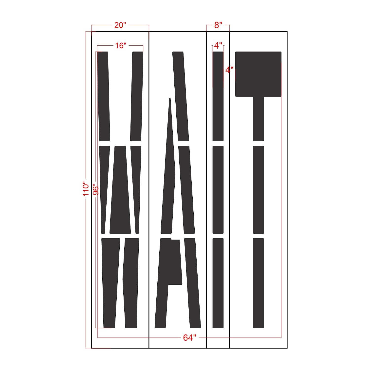 96 inch California DOT WAIT wording stencil for roadway and school zone pavement striping applications