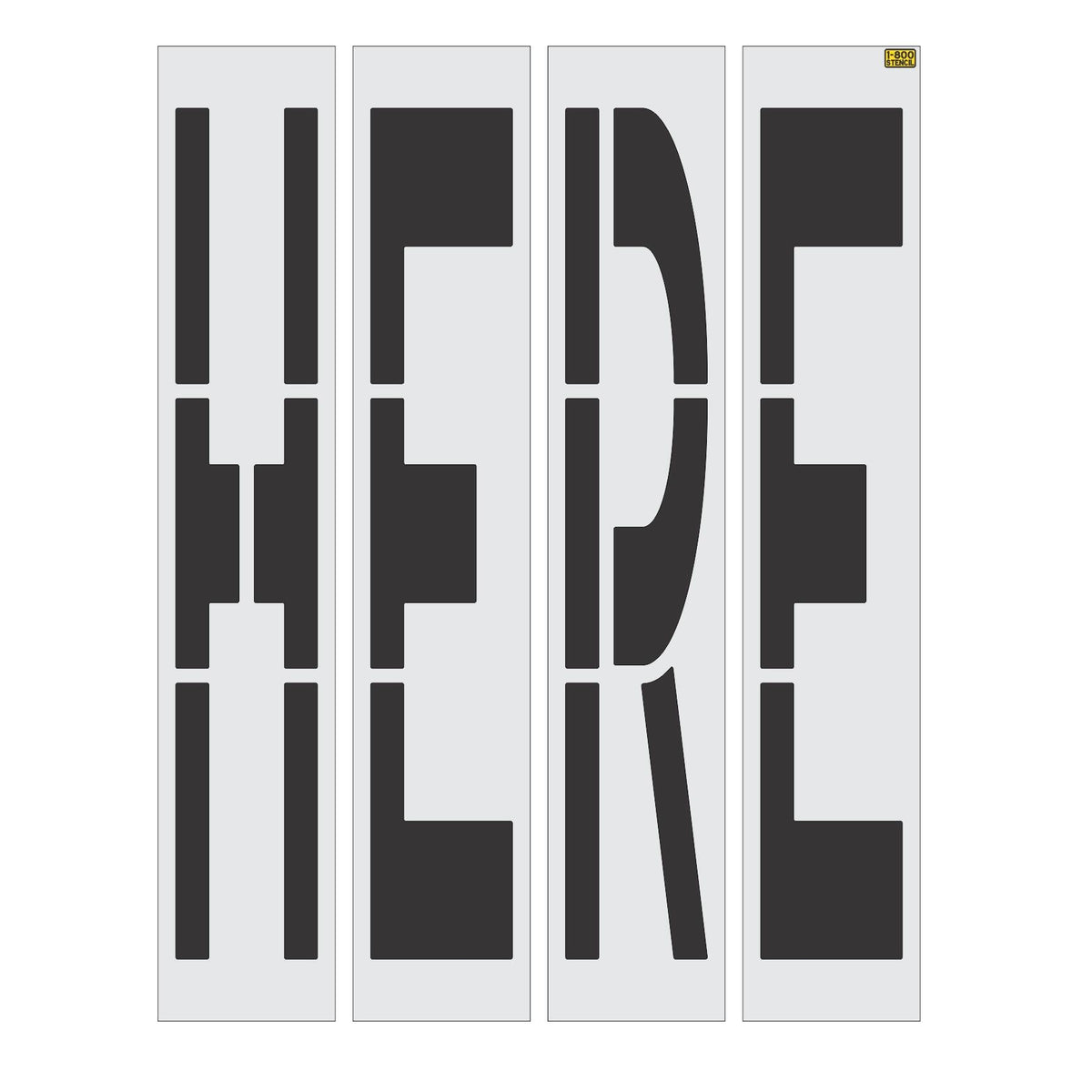 96 inch California DOT HERE wording stencil for STOP HERE and WAIT HERE roadway pavement striping applications