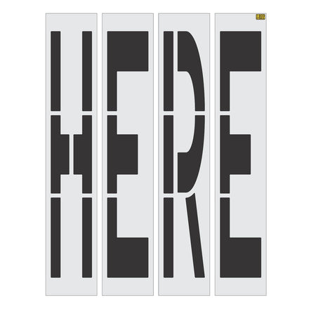 96 inch California DOT HERE wording stencil for STOP HERE and WAIT HERE roadway pavement striping applications