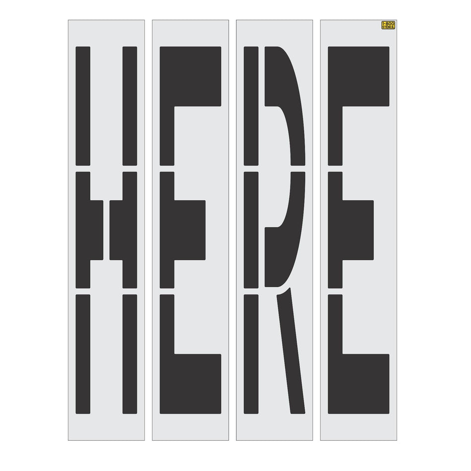 96 inch California DOT HERE wording stencil for STOP HERE and WAIT HERE roadway pavement striping applications