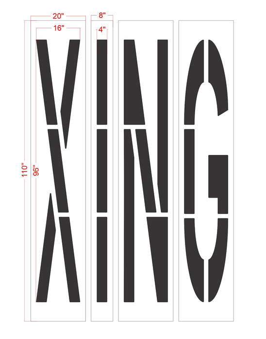 96" California DOT XING Wording Stencil