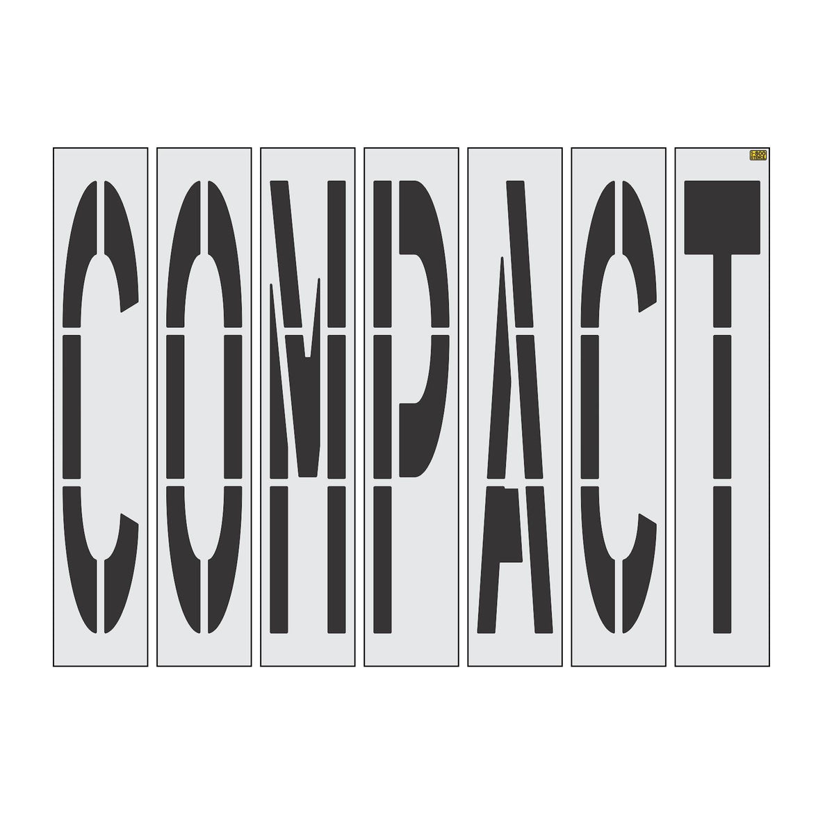 96 inch California DOT COMPACT wording stencil for compact vehicle parking space pavement striping applications