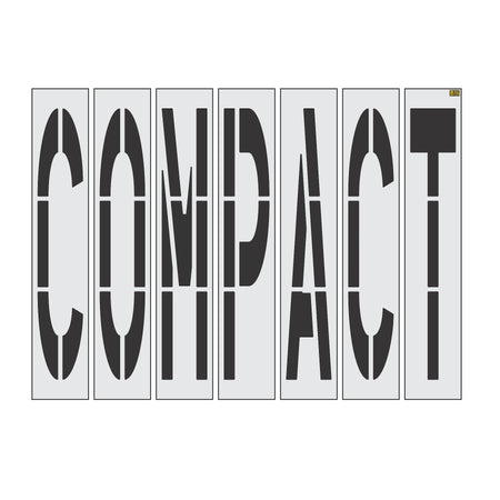 96 inch California DOT COMPACT wording stencil for compact vehicle parking space pavement striping applications