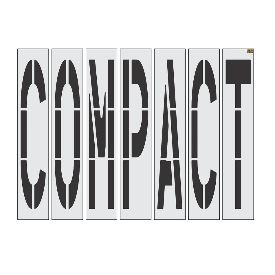 96 inch California DOT COMPACT wording stencil for compact vehicle parking space pavement striping applications
