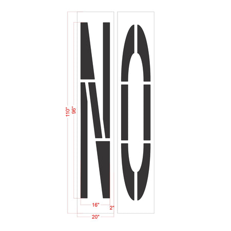 96 inch California DOT NO wording stencil for roadway traffic control and pavement striping applications
