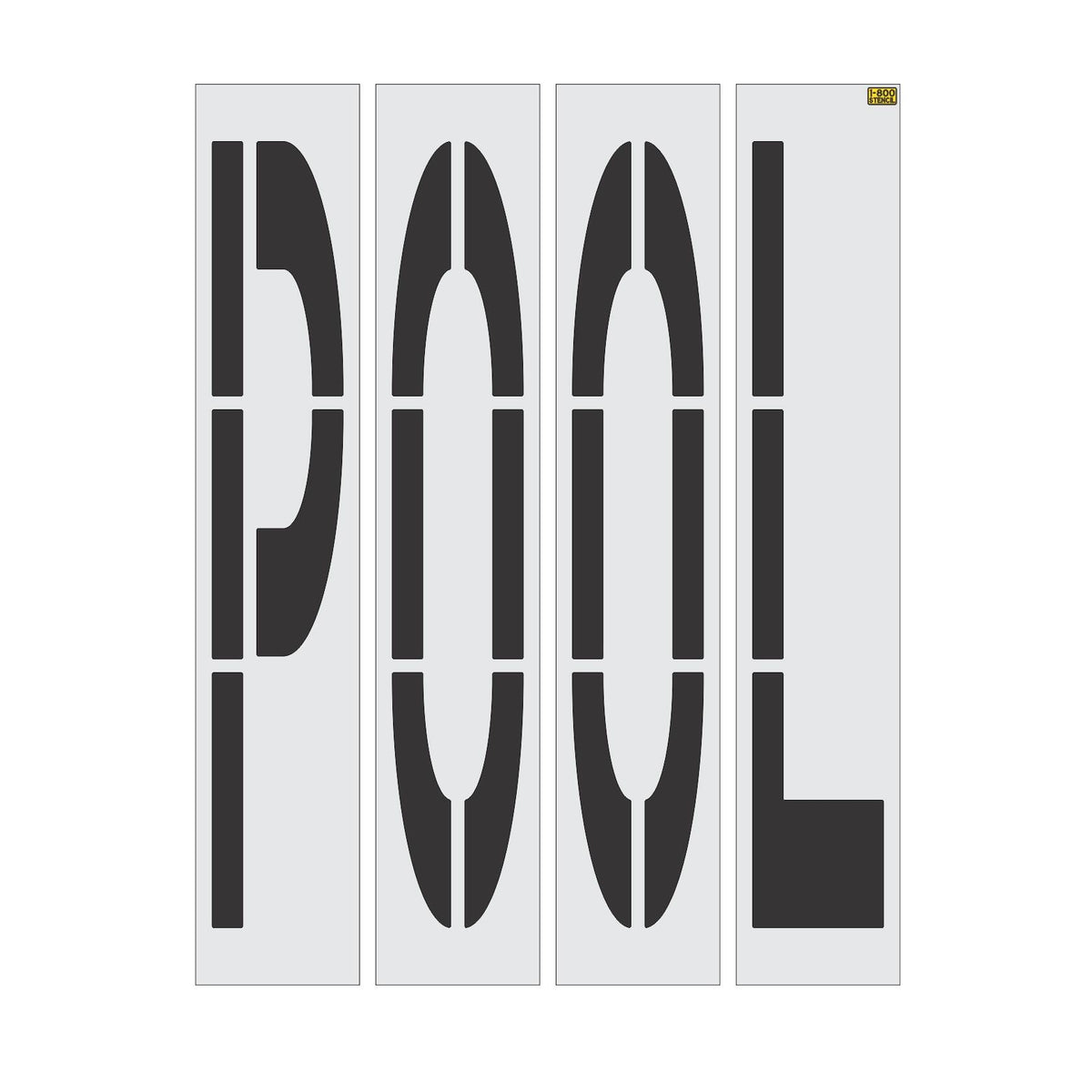 96 inch California DOT POOL wording stencil for carpool and high occupancy vehicle lane pavement striping applications