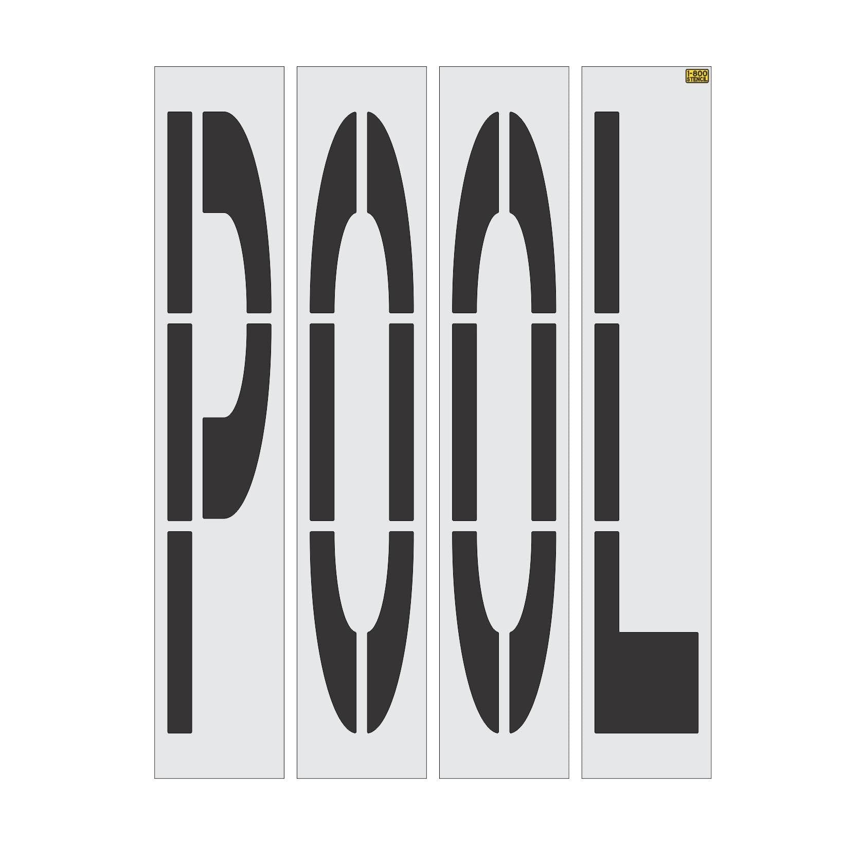 96 inch California DOT POOL wording stencil for carpool and high occupancy vehicle lane pavement striping applications