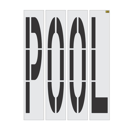 96 inch California DOT POOL wording stencil for carpool and high occupancy vehicle lane pavement striping applications