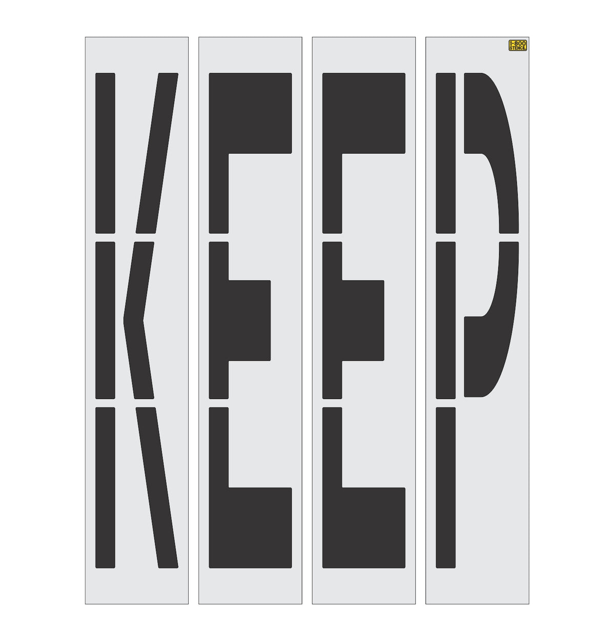 96 inch California DOT KEEP wording stencil for roadway traffic control and pavement striping applications