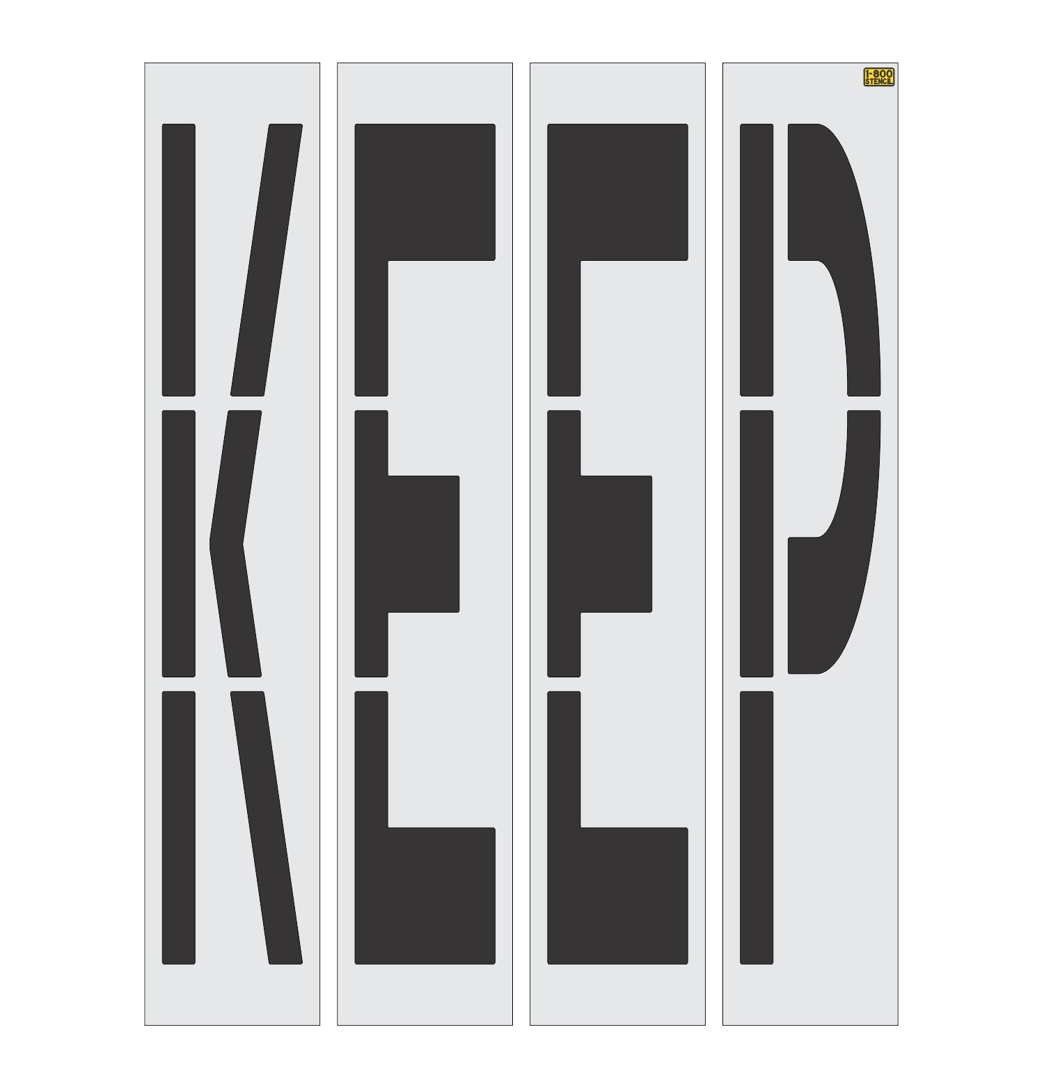 96 inch California DOT KEEP wording stencil for roadway traffic control and pavement striping applications