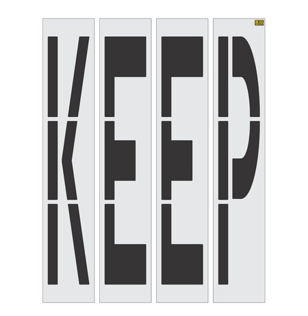 96 inch California DOT KEEP wording stencil for roadway traffic control and pavement striping applications