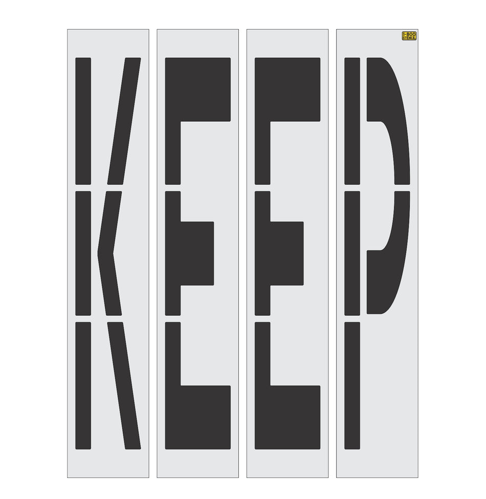 96 inch California DOT KEEP wording stencil for roadway traffic control and pavement striping applications