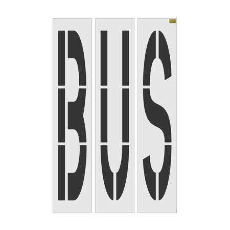 96 inch California DOT BUS wording stencil for bus lane and roadway pavement striping applications