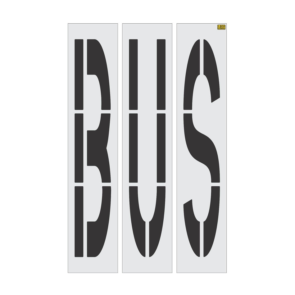 96 inch California DOT BUS wording stencil for bus lane and roadway pavement striping applications