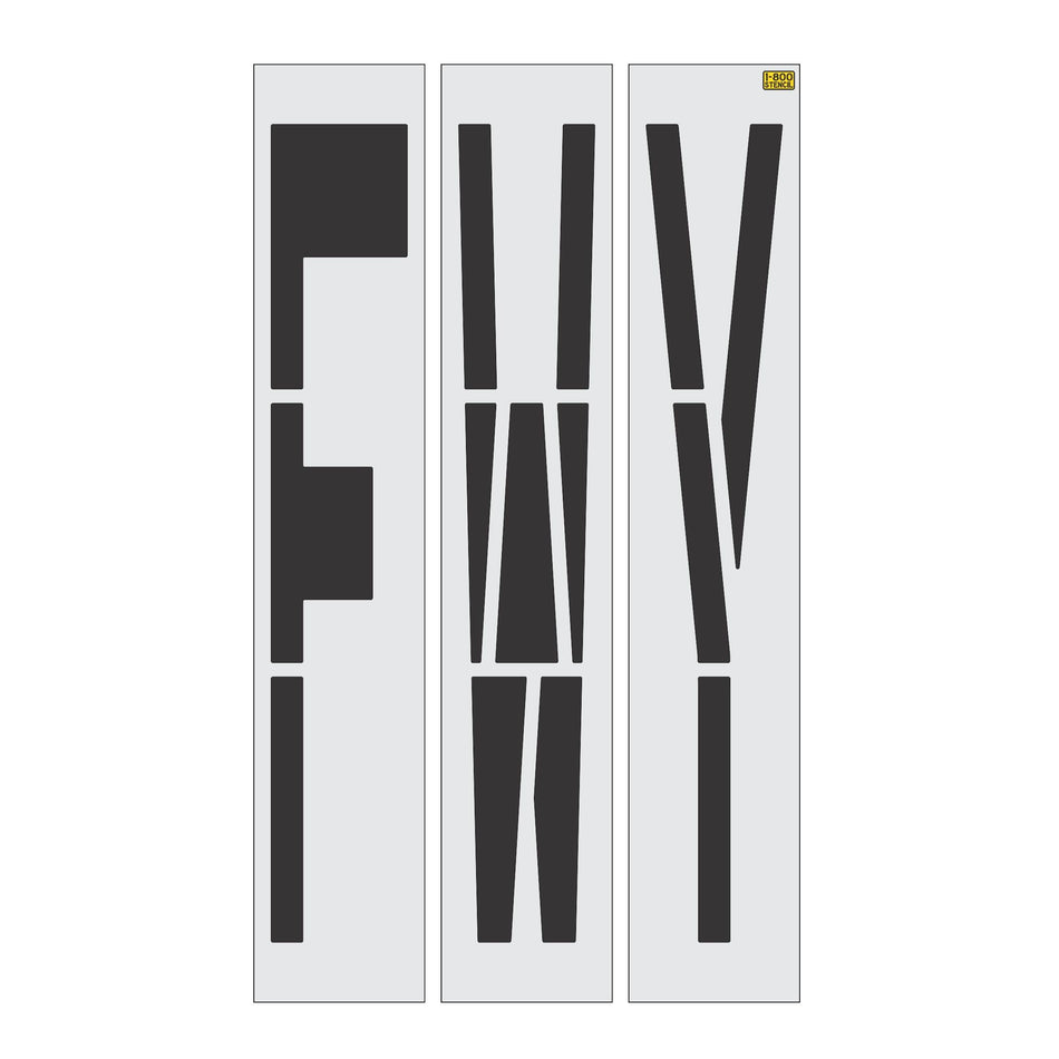 96 inch California DOT FWY wording stencil for freeway and highway pavement striping applications