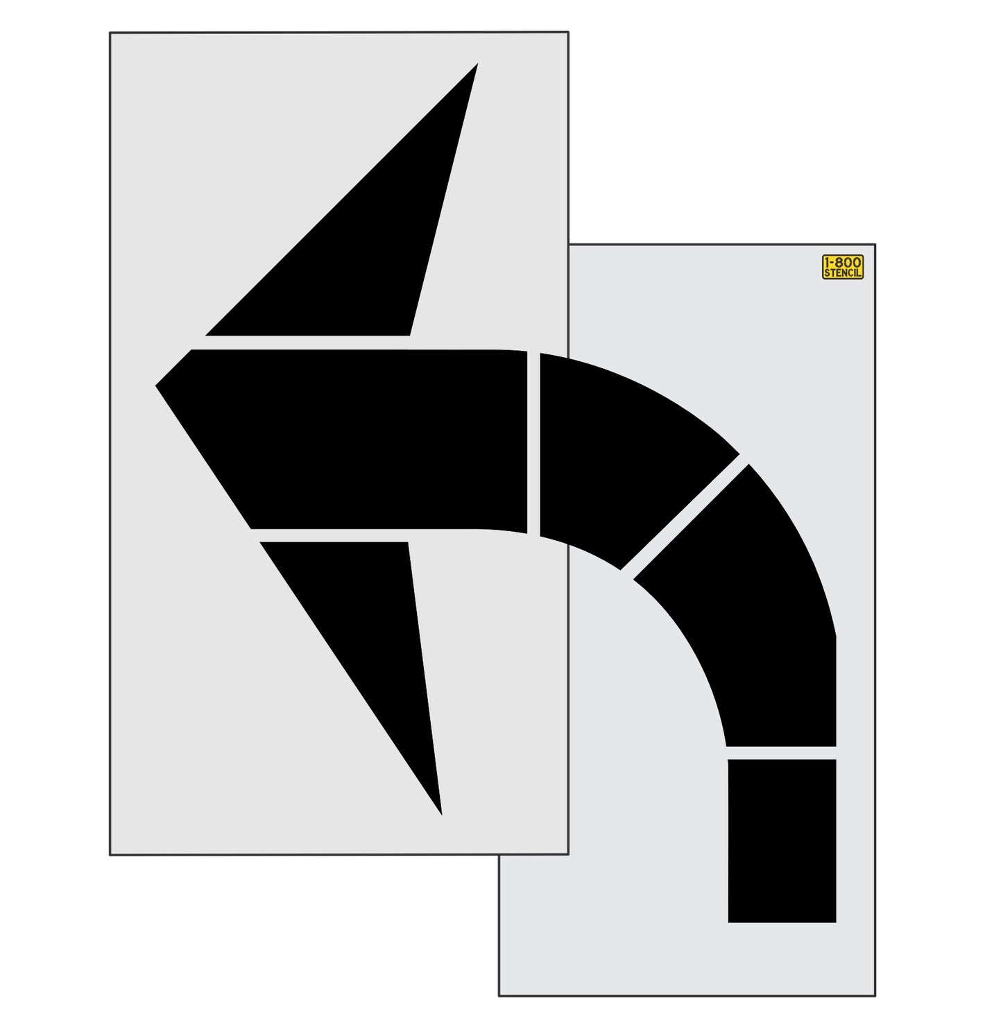 96" Connecticut DOT Turn Arrow Stencil - High-quality stencil for pavement marking, durable and reusable