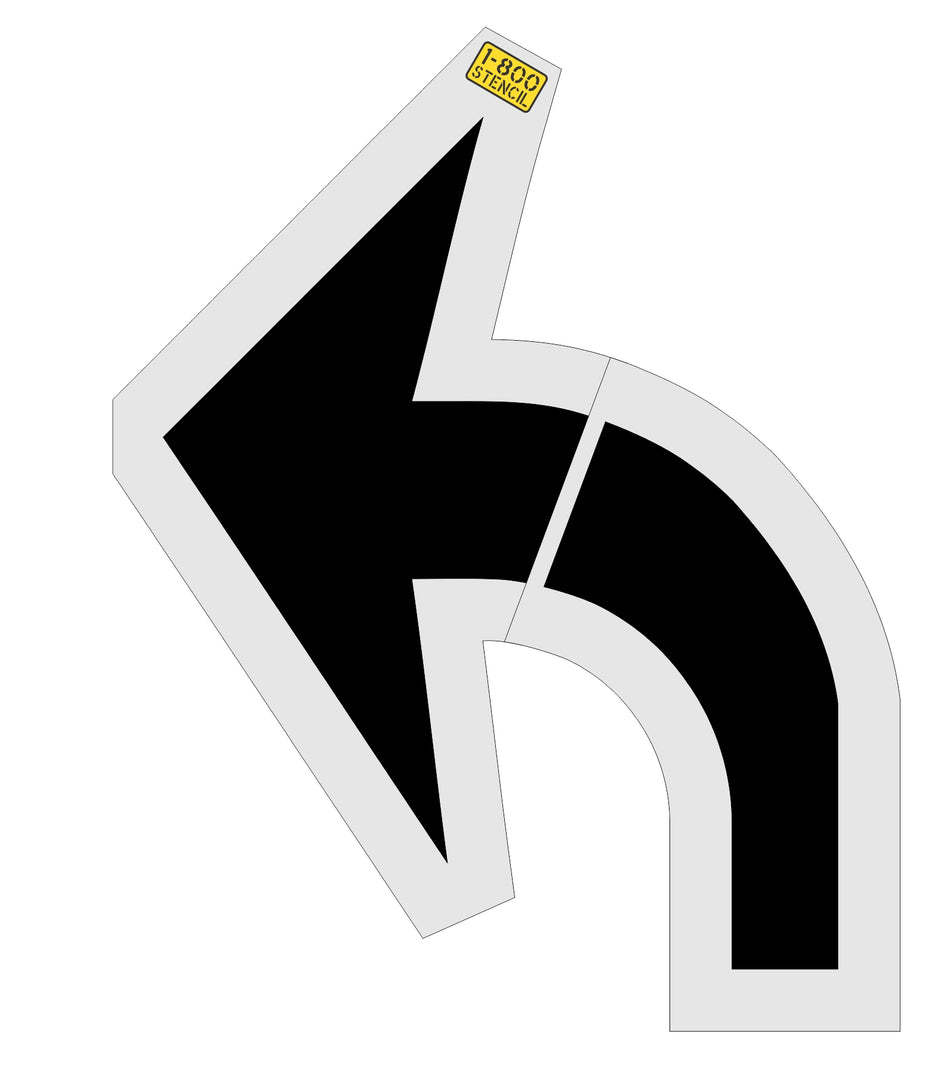 96 by 76 inch Florida DOT turn arrow pavement marking stencil for clear roadway directional guidance