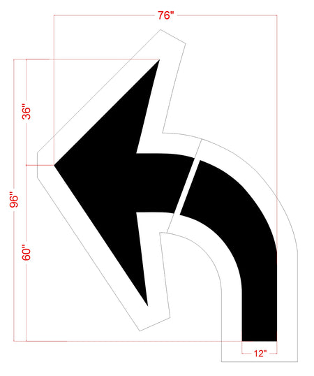 96 by 76 inch Florida DOT turn arrow pavement marking stencil for clear roadway directional guidance