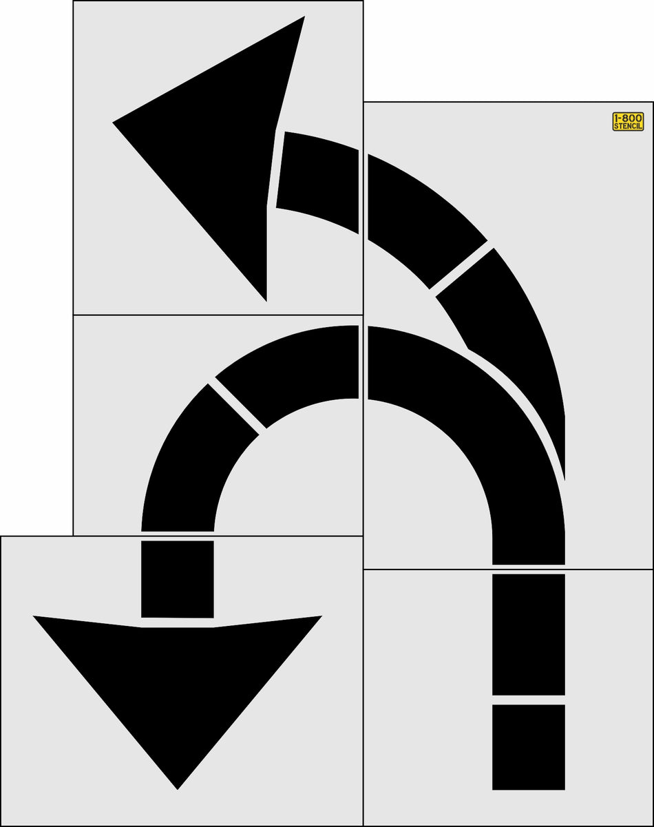 160" Georgia DOT Left and U-Turn Arrow Stencil