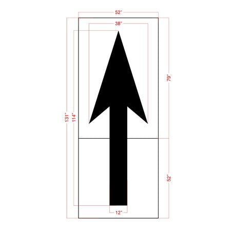 Dimension of 114 inch Montana DOT straight arrow pavement marking stencil for roadway and highway striping applications