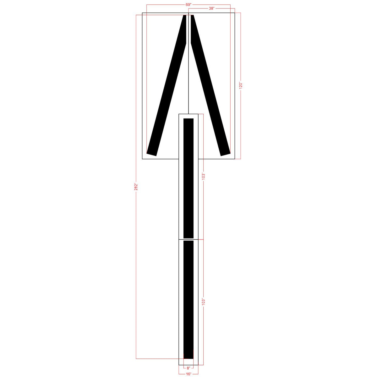 Dimensions of 4 inch FIRE LANE TOW AWAY ZONE curb stencil for parking lot and municipal fire lane striping applications