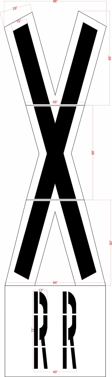 239" New Jersey DOT Railroad Crossing Kit - High-quality stencil for pavement marking, durable and reusable