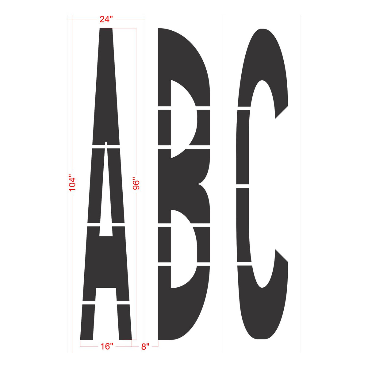 96 inch FHWA DOT individual letter stencil for highway and municipal pavement marking applications