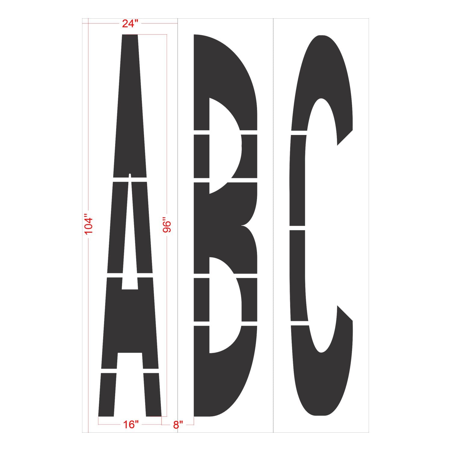 96 inch FHWA DOT individual letter stencil for highway and municipal pavement marking applications