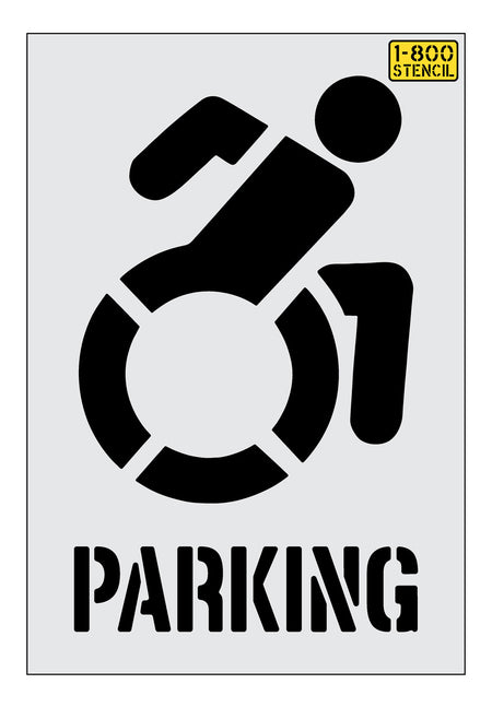 NYSDOT 40" Accessible Icon Handicap Stencil with PARKING - High-quality stencil for pavement marking, durable and reusable