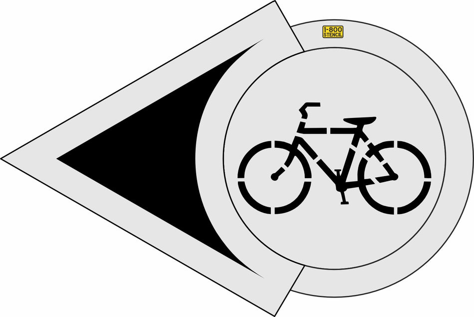 6" Portland DOT Bike Symbol with Arrow Stencil